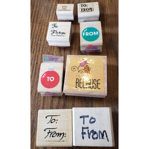 Lot of 8 Phrases and Gifting Wood Mounted Rubber Stamps